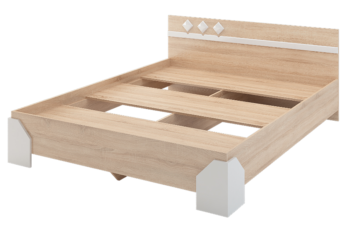 Софи Кровать 160 с ЛДСП настилом Дуб сонома/Белый глянец Мир