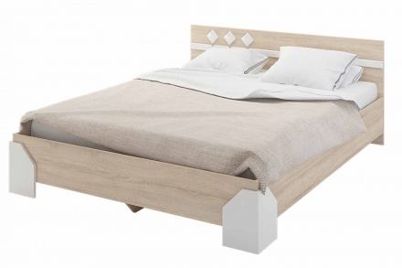 Софи Кровать 160 с ЛДСП настилом Дуб сонома/Белый глянец Мир