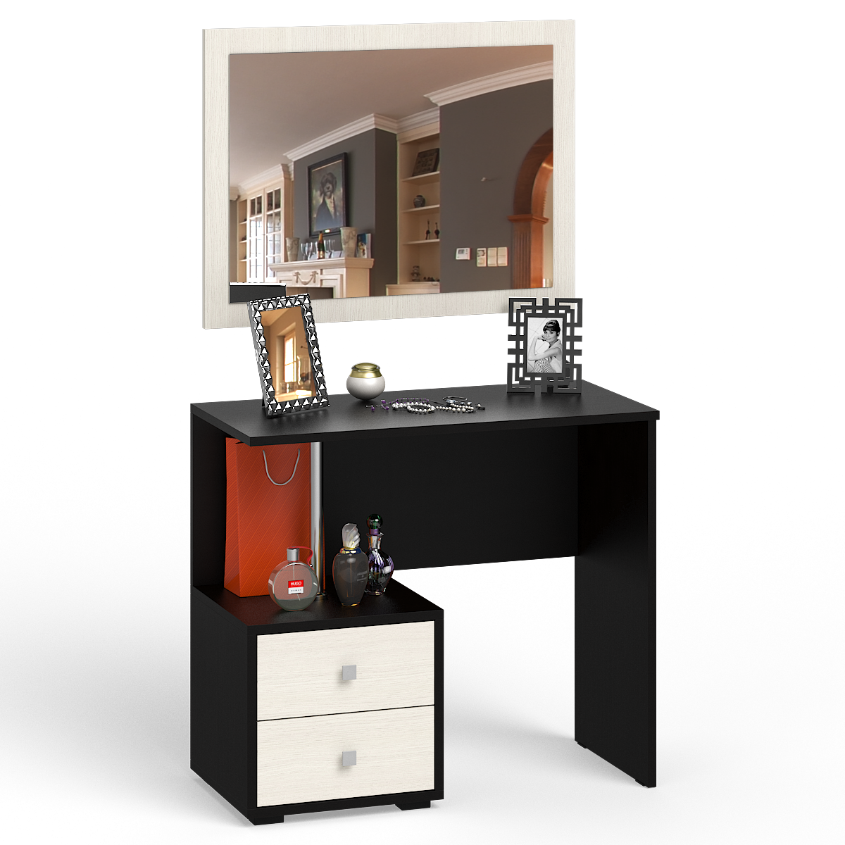 Камелия Стол косметический с зеркалом цвет венге/дуб лоредо