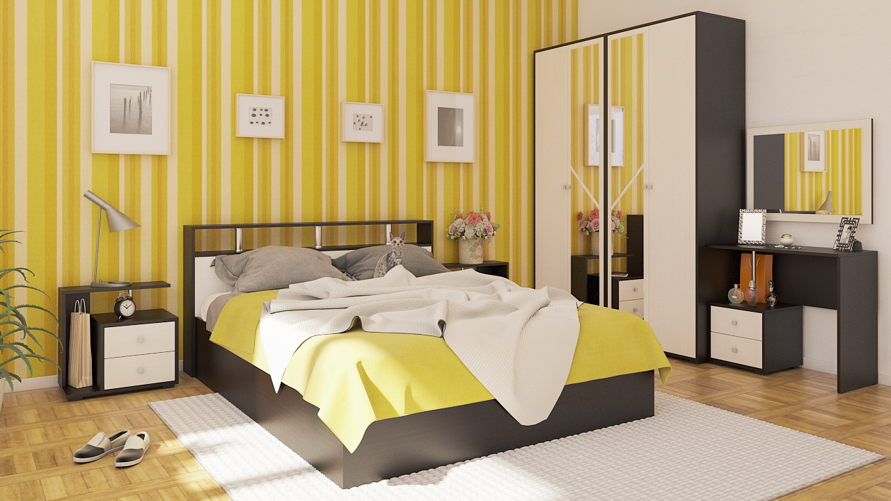 Камелия Стол косметический с зеркалом цвет венге/дуб лоредо