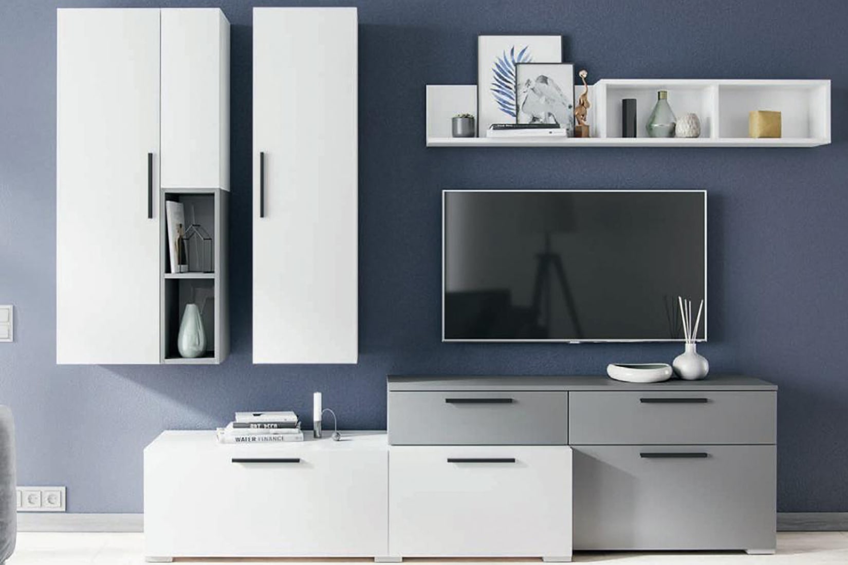 Альберо гостиная модульная Белый/Графит серый