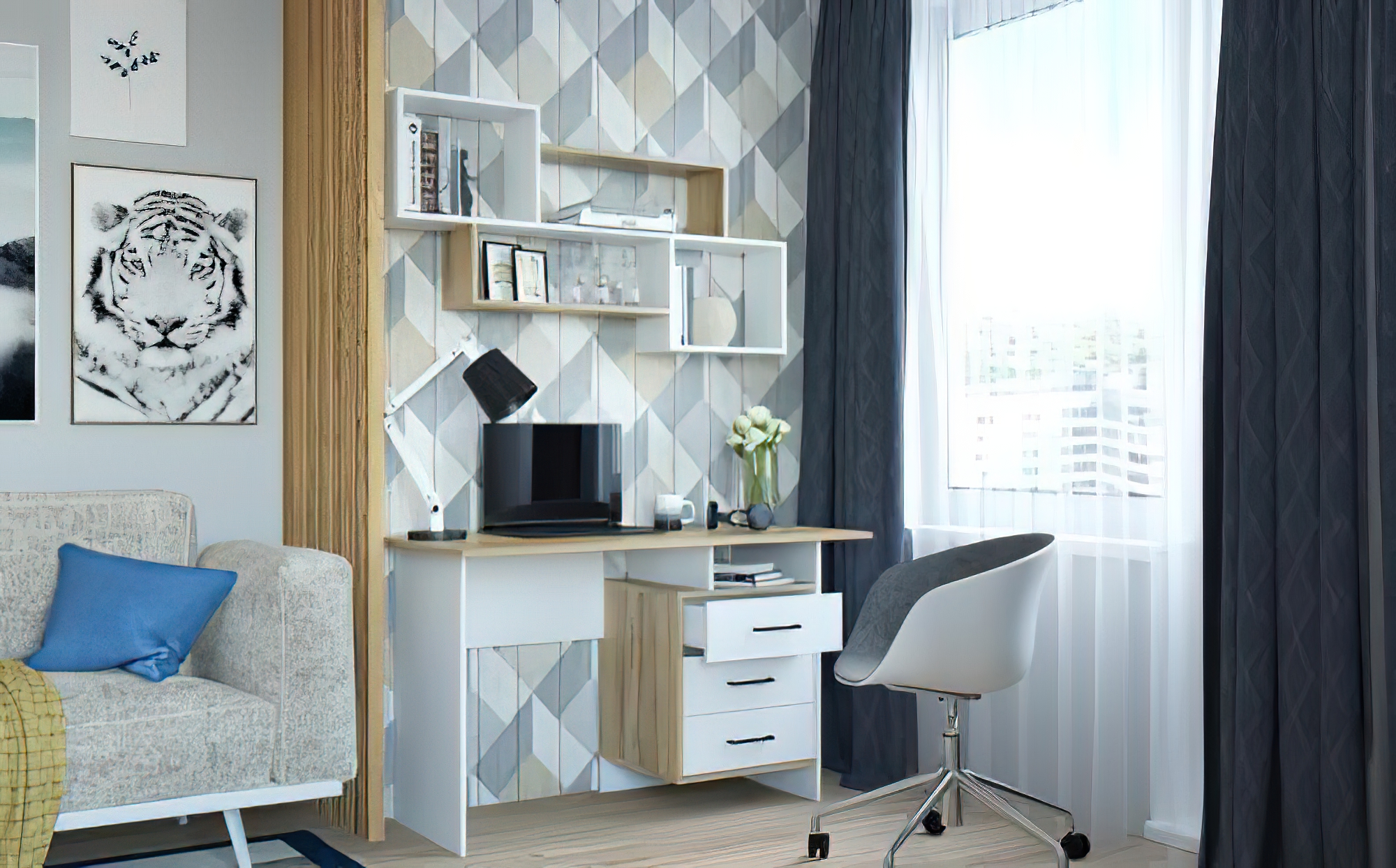 Лайт Детская комната/спальня Дуб золотой/Белый