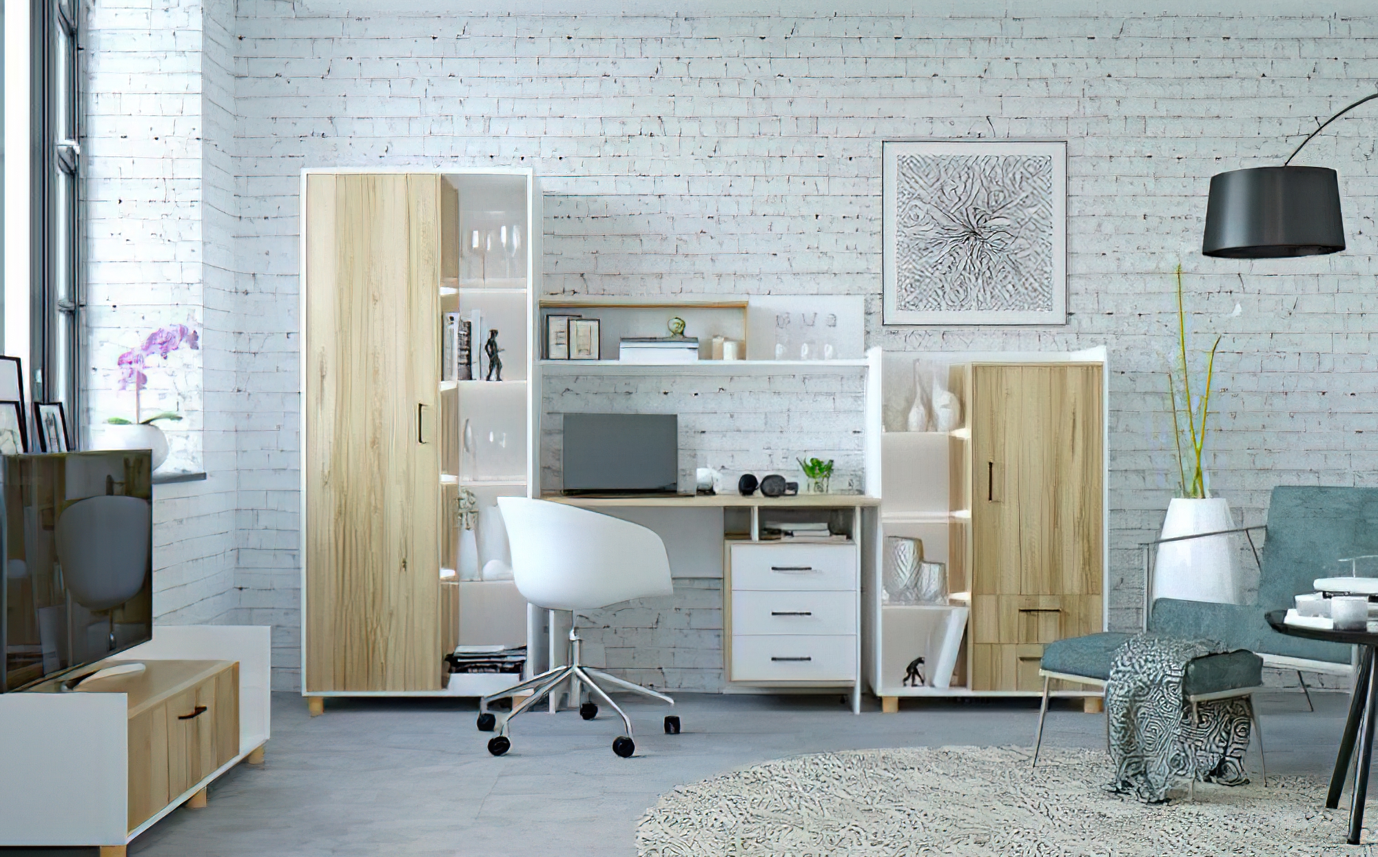 Лайт Детская комната/спальня Дуб золотой/Белый