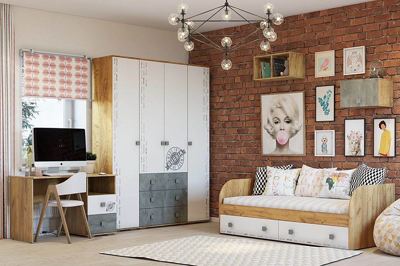 Тренд молодёжная комната Крафт/Метрополитан грей