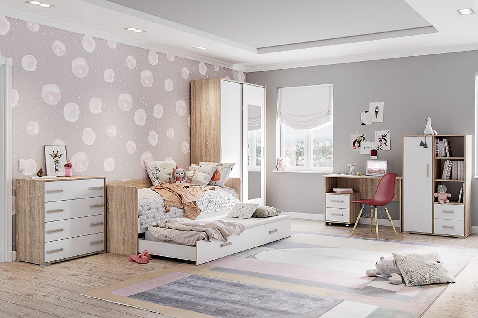 Бланка спальня детская модульная Дуб сонома/Белый