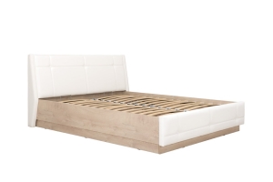 Муссон Кровать с подъёмным механизмом дуб эндгрейн\кожа белая
