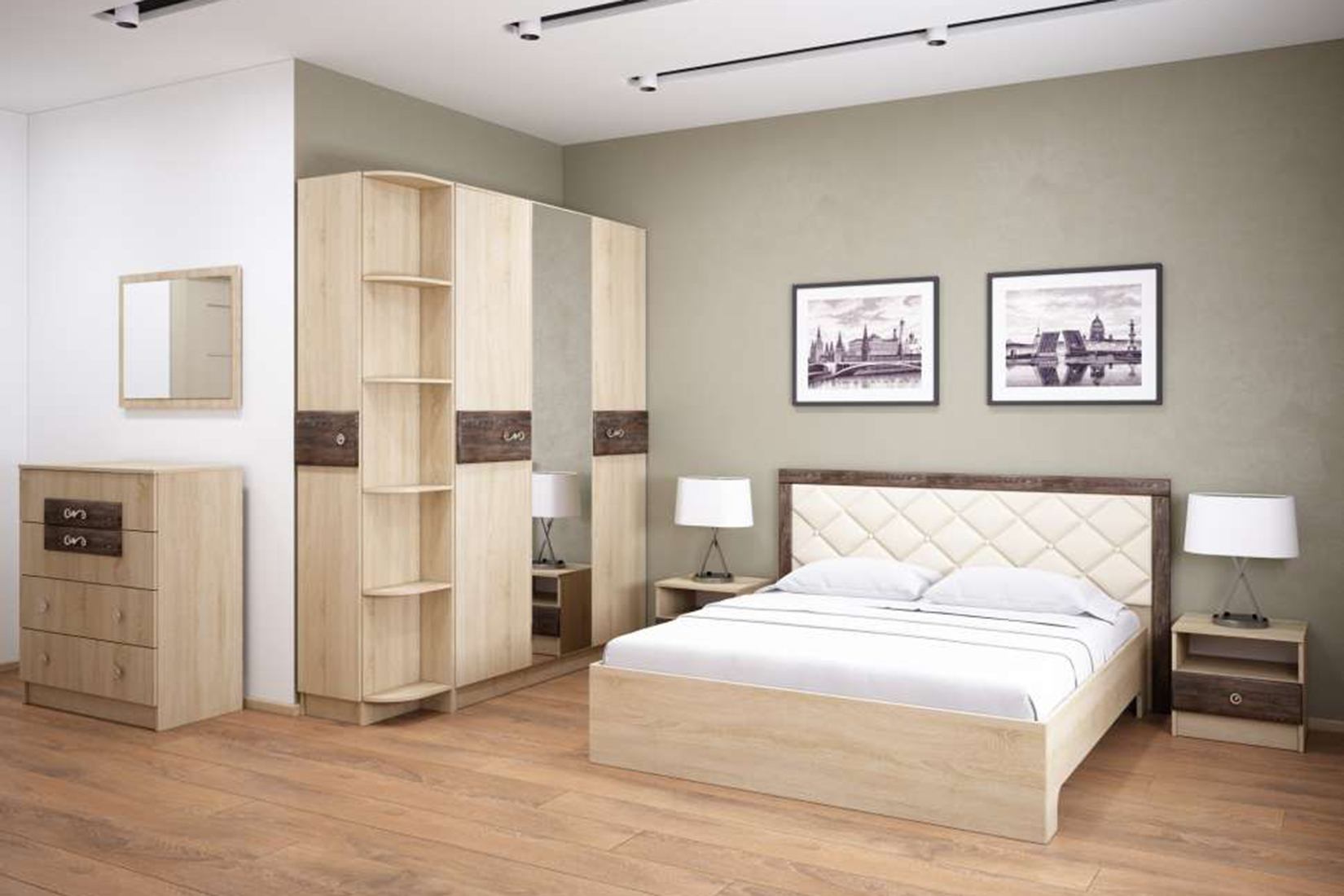 Мадлен Кровать 160х200 с ортопедическим основанием Дуб шале серебро