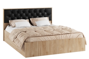 Модена МКР-1 Кровать 160х200 с настилом ЛДСП с мягким изголовьем Гикори рокфорд/Венге