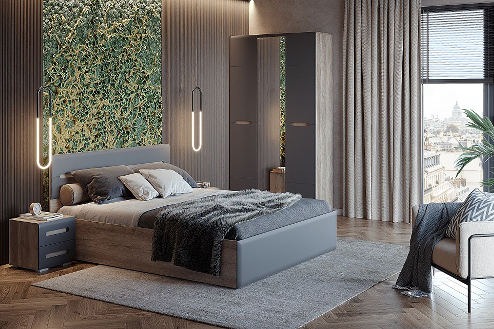 Наоми КР-11 Кровать с настилом ДСП 160 графит