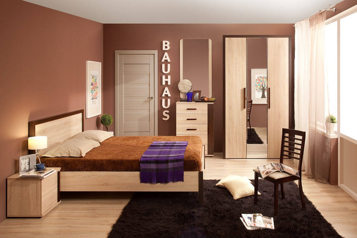 Баухаус BAUHAUS  спальня сонома и шоколад