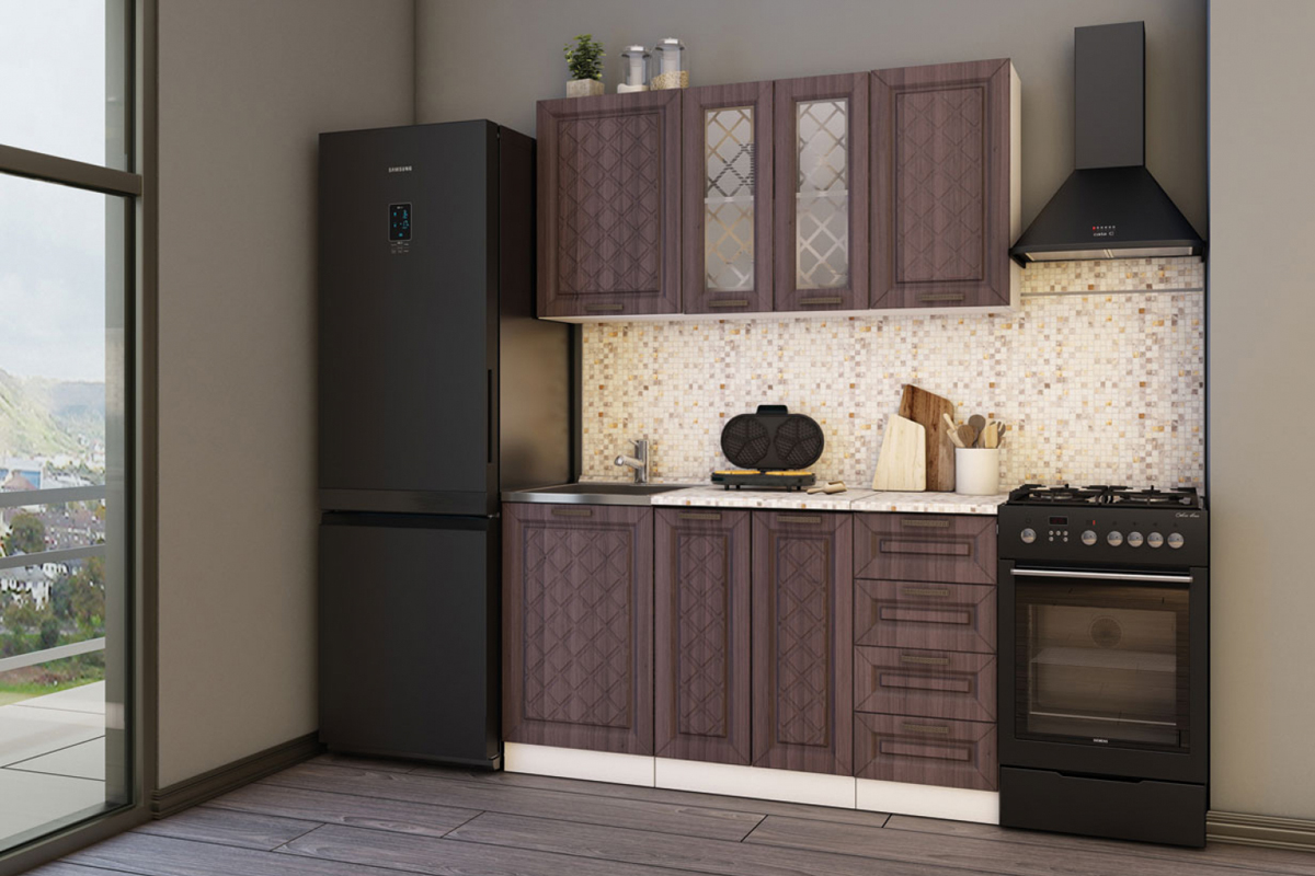 Агава Кухня модульная темная Композиция 6