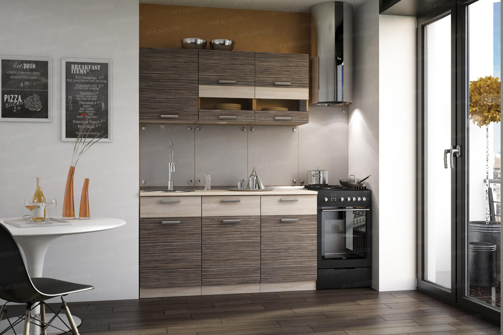 Зебрано Кухня модульная Композиция 1