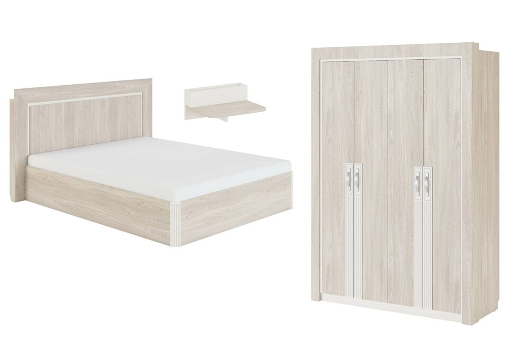 Лаура спальня модульная Ясень анкор/Перламутр