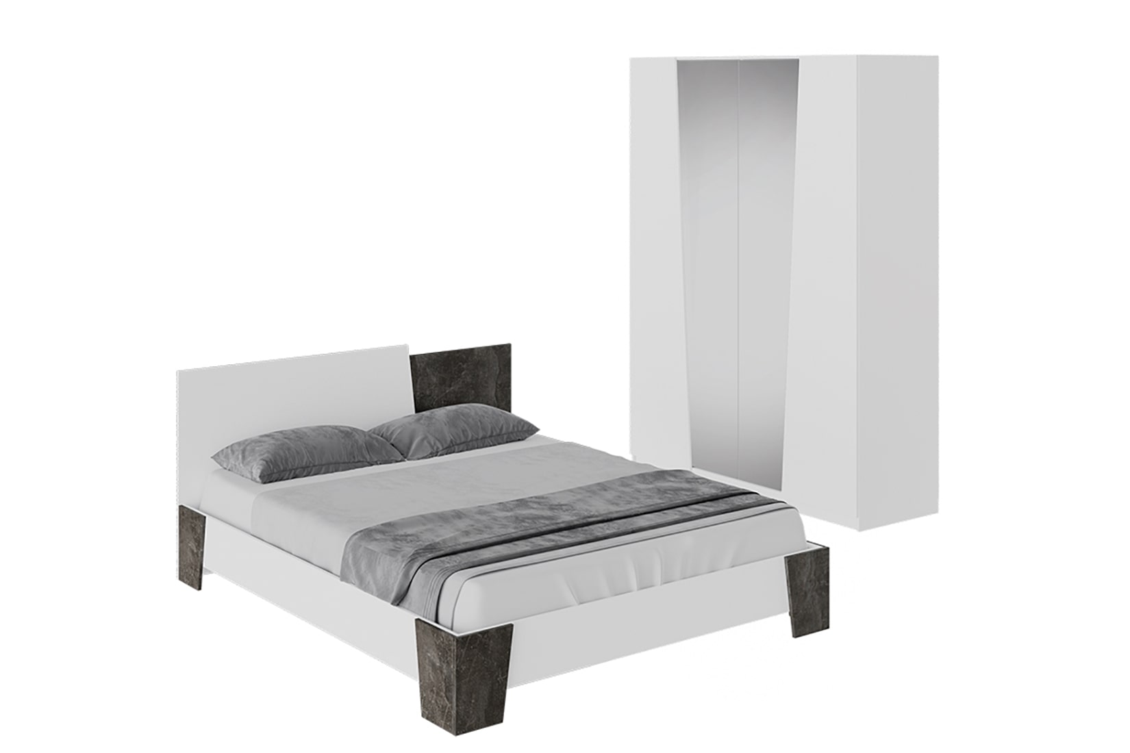 Клео спальня модульная Белый ясень/Ателье темное