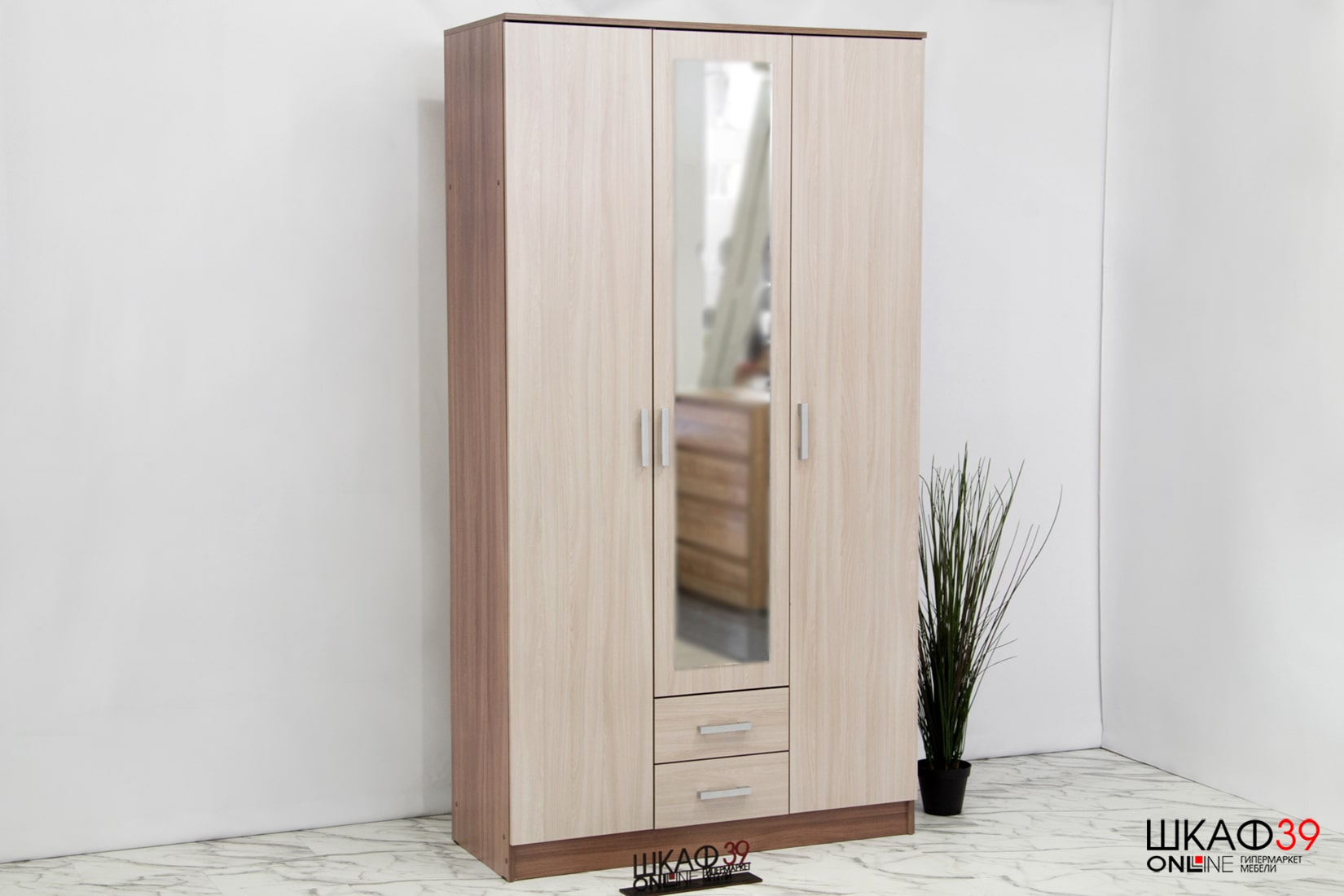 Шкаф 3х дверный ТРИО Ясень шимо