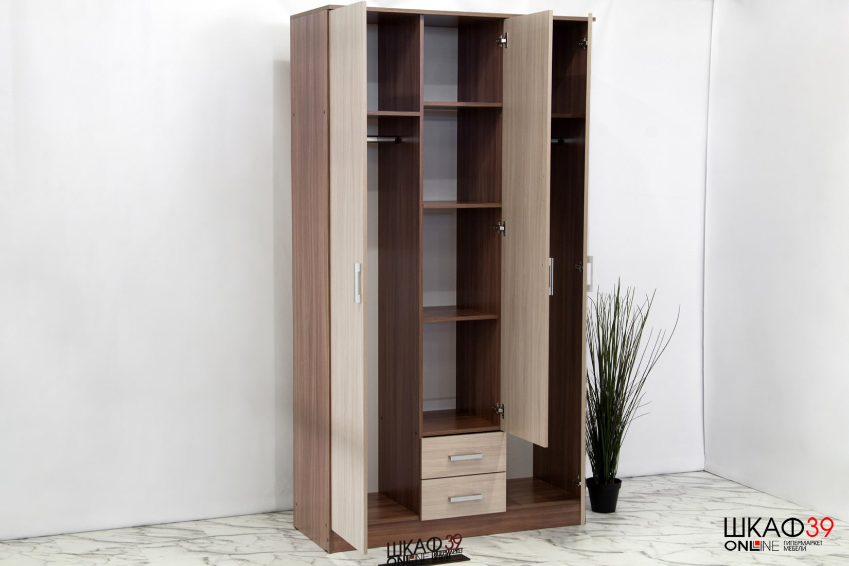 Шкаф 3х дверный ТРИО Ясень шимо