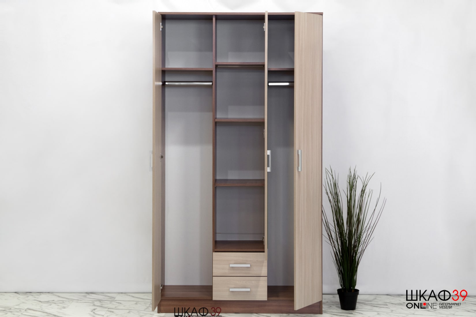 Шкаф 3х дверный ТРИО Ясень шимо