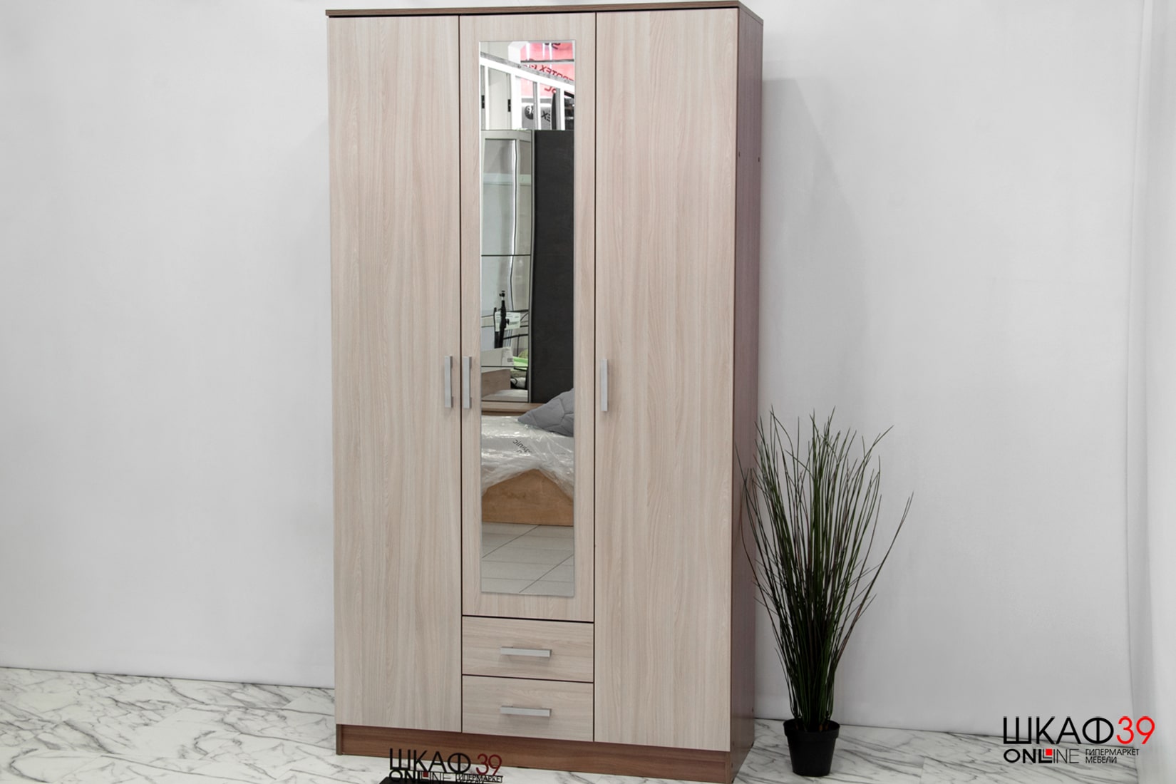 Шкаф 3х дверный ТРИО Ясень шимо