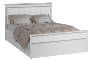 Ливорно ЛКР-1 Кровать 140х200 с настилом ЛДСП Ясень анкор светлый/Патина серебро