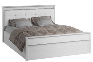 Ливорно ЛКР-1 Кровать 160х200 с настилом ЛДСП Ясень анкор светлый/Патина серебро