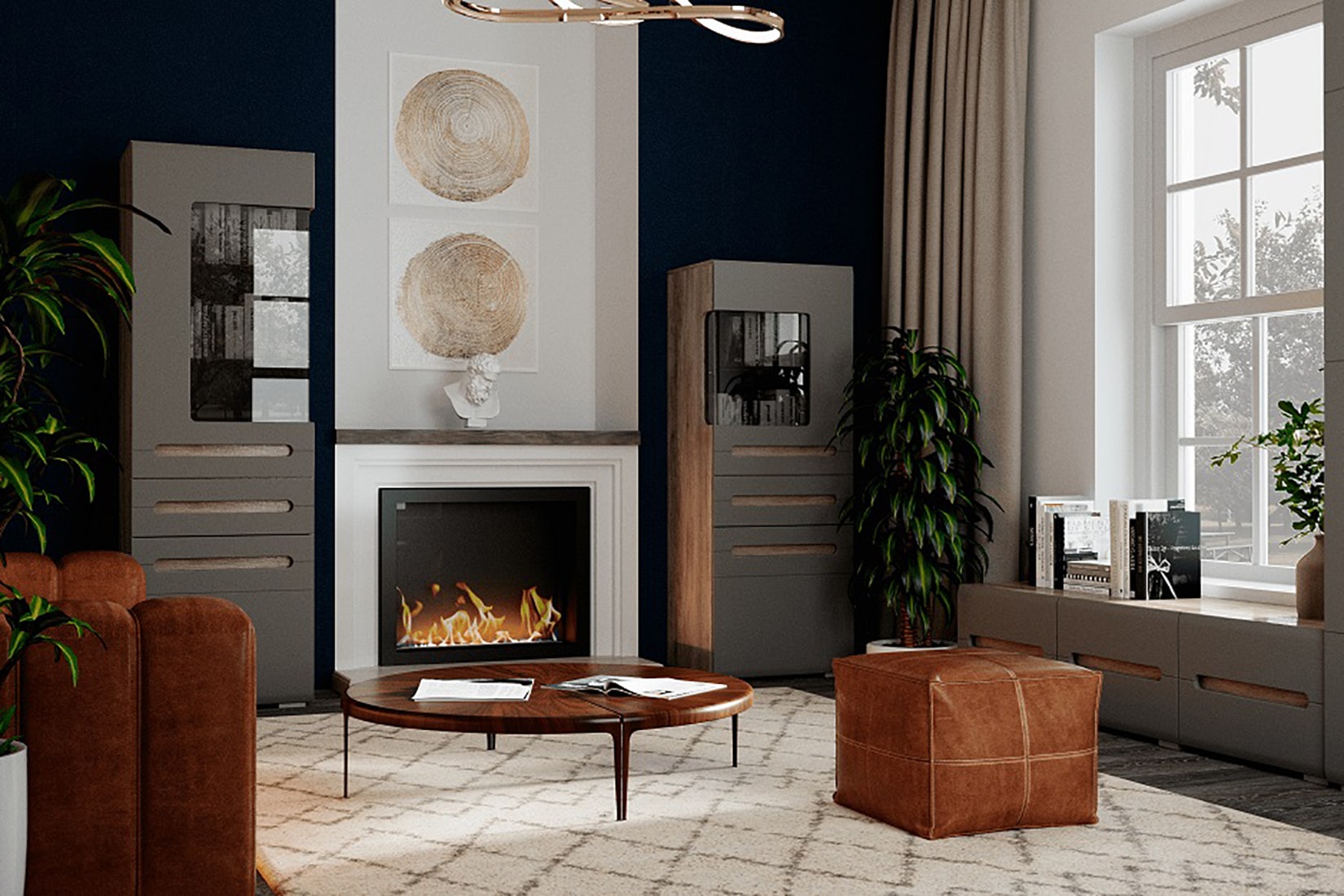 Наоми спальня и гостиная модульная Дуб каньон/Графит нубук 