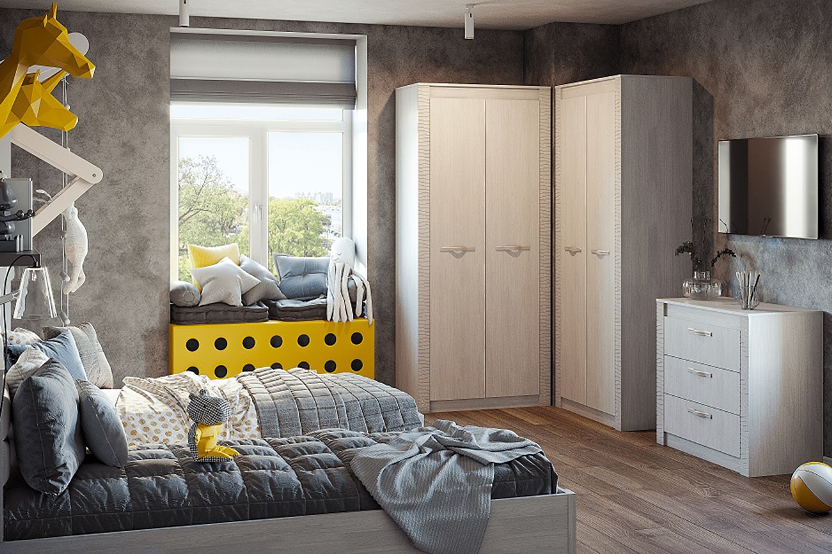 Монако спальня/детская Ясень белый