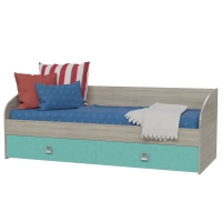 Сити 4-2001 Кровать односпальная с двумя ящиками сонома/аква