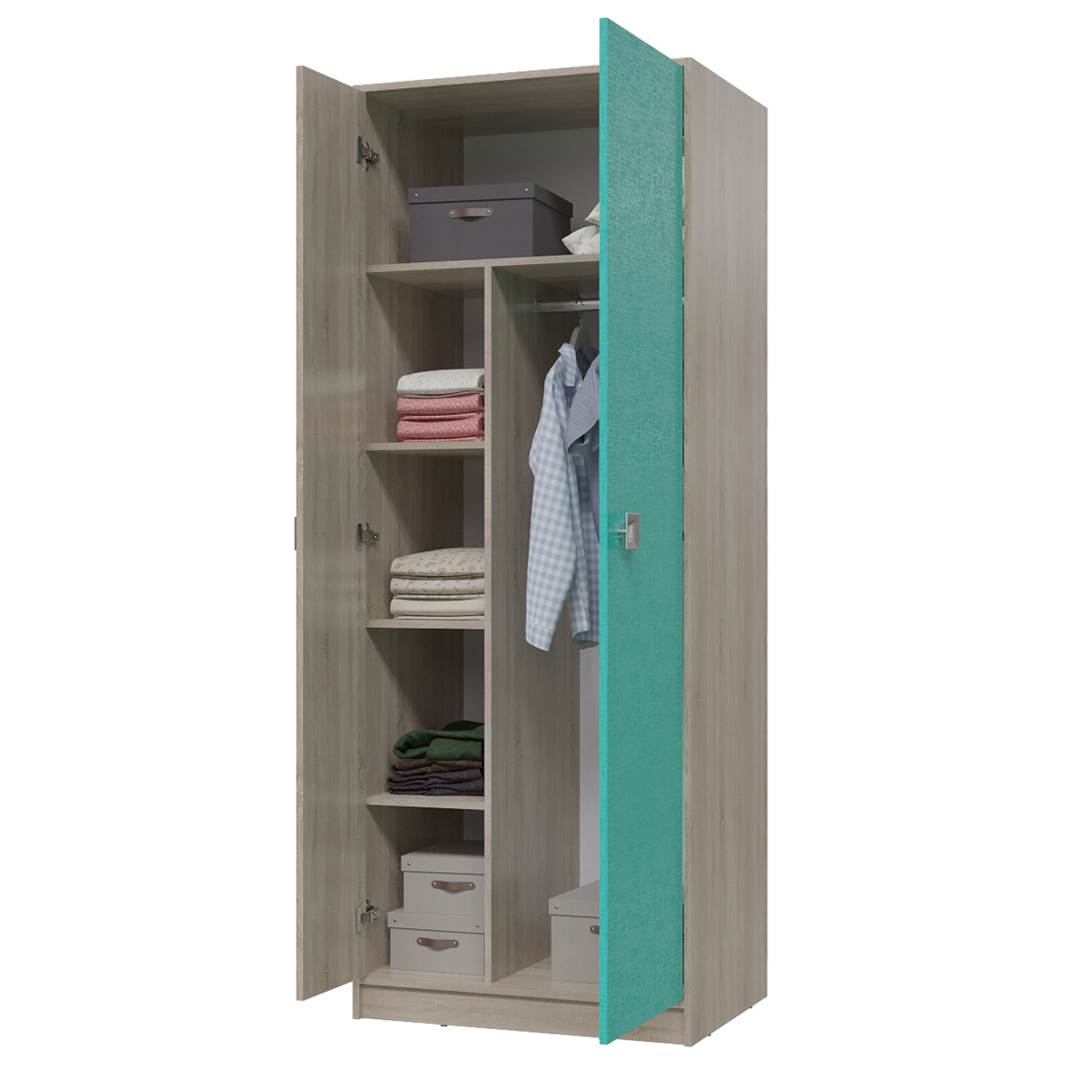 Сити 6-9411 Шкаф для одежды сонома/аква