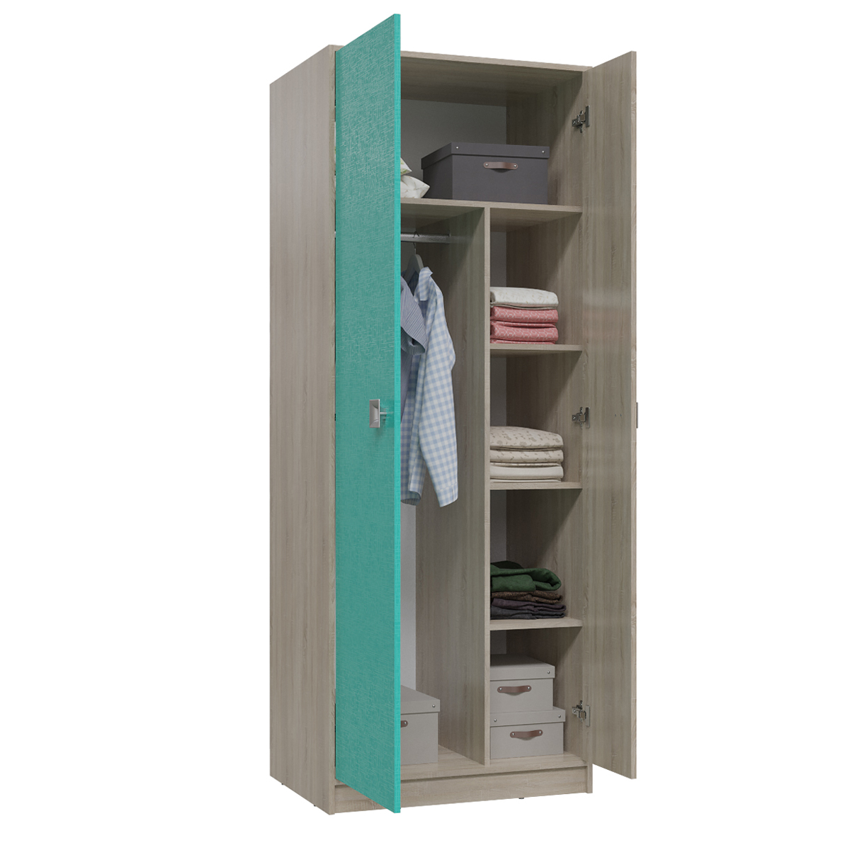 Сити 6-9411 Шкаф для одежды сонома/аква