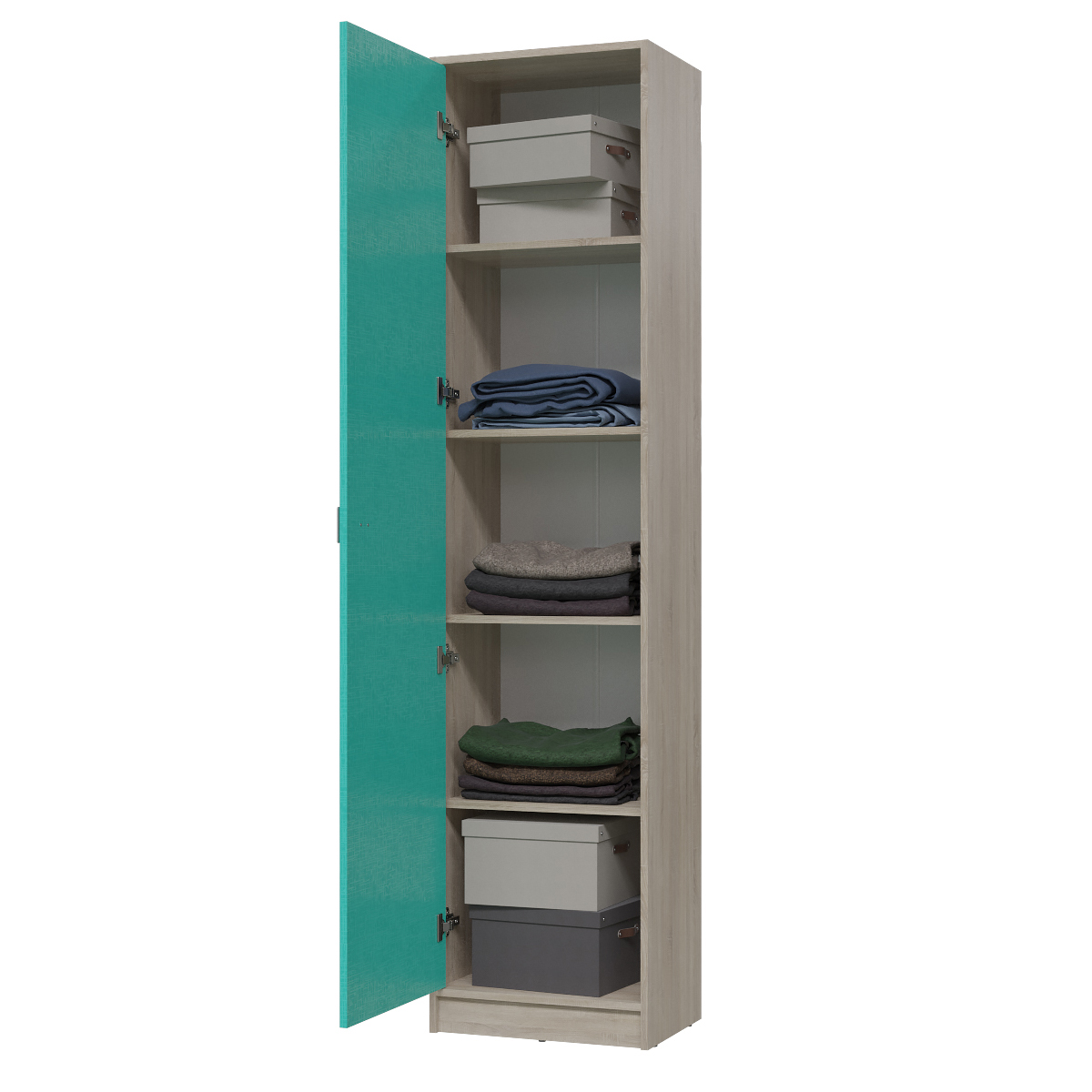 Сити 6-9412 Шкаф пенал с полками сонома/аква