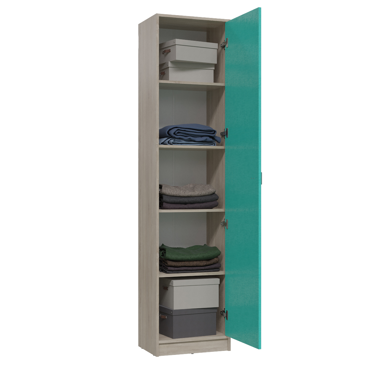 Сити 6-9412 Шкаф пенал с полками сонома/аква