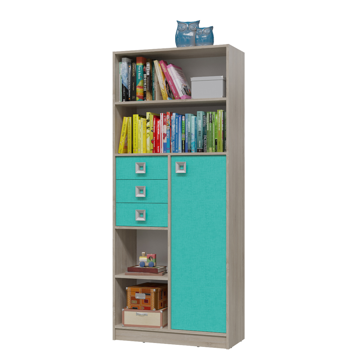 Сити 6-9414 Шкаф стеллаж сонома/аква