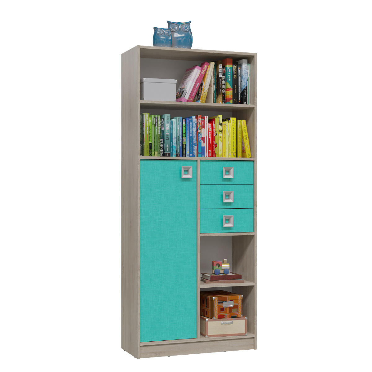 Сити 6-9414 Шкаф стеллаж сонома/аква