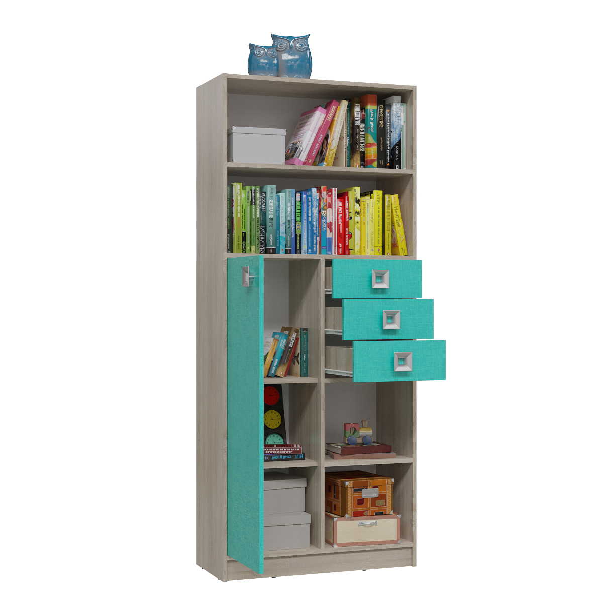 Сити 6-9414 Шкаф стеллаж сонома/аква