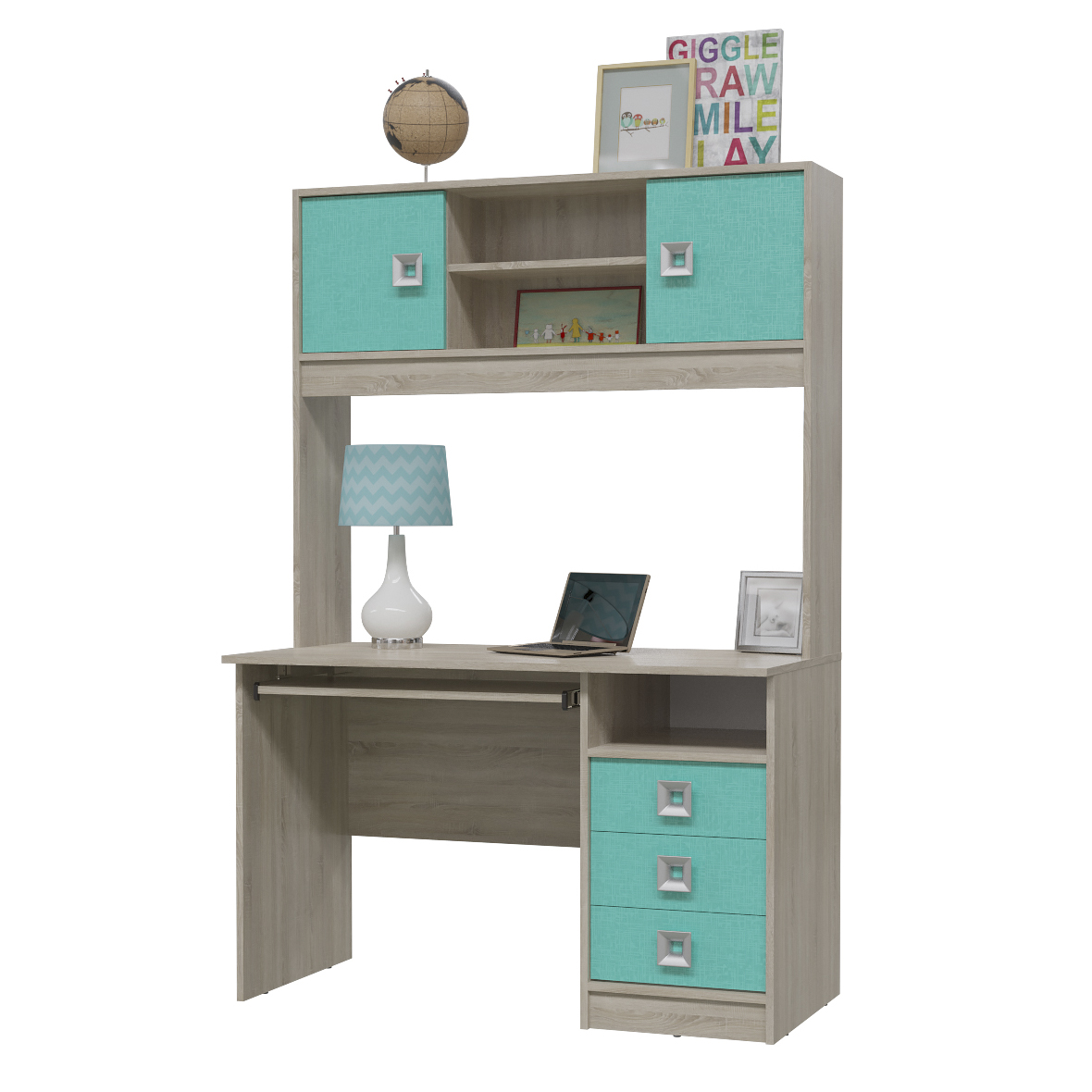 Сити Стол с надстройкой 6-0601+6-9416, сонома/аква