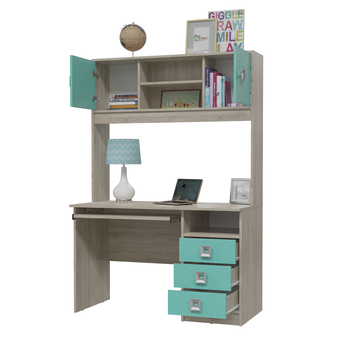 Сити Стол с надстройкой 6-0601+6-9416, сонома/аква