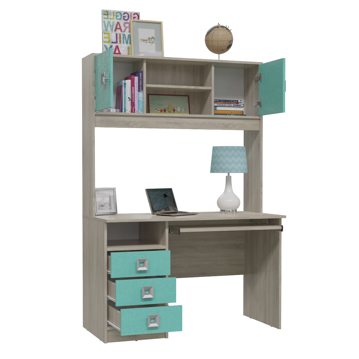 Сити Стол с надстройкой 6-0601+6-9416, сонома/аква