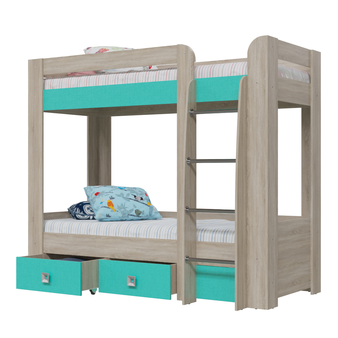 Сити 4-2002 Кровать 2-х ярусная сонома/аква