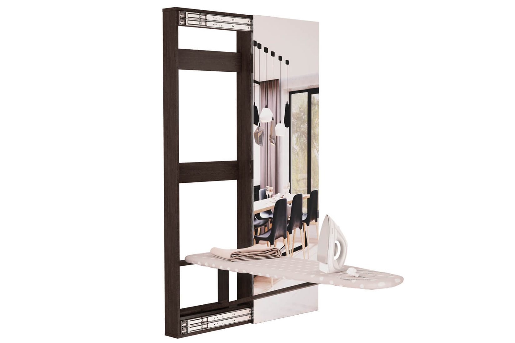 Гладильная доска Смарт с зеркалом, венге