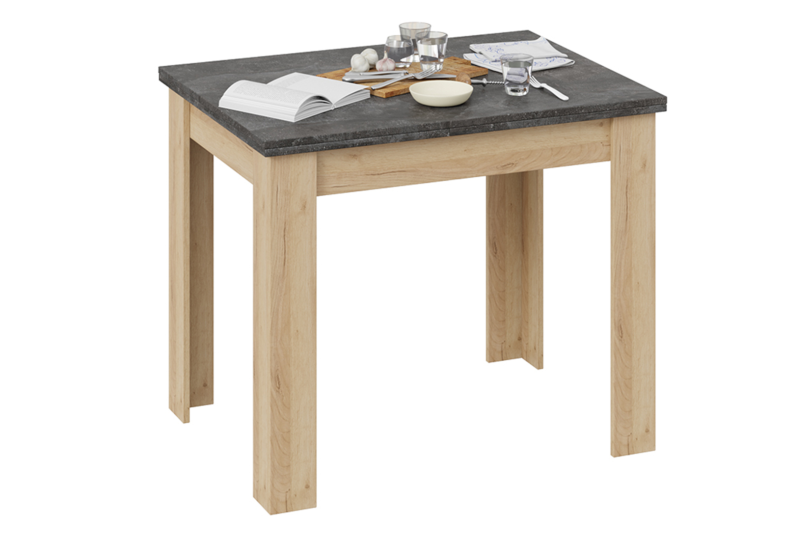 Промо тип 3 Стол раздвижной (Дуб Крафт золотой/Ателье темное)