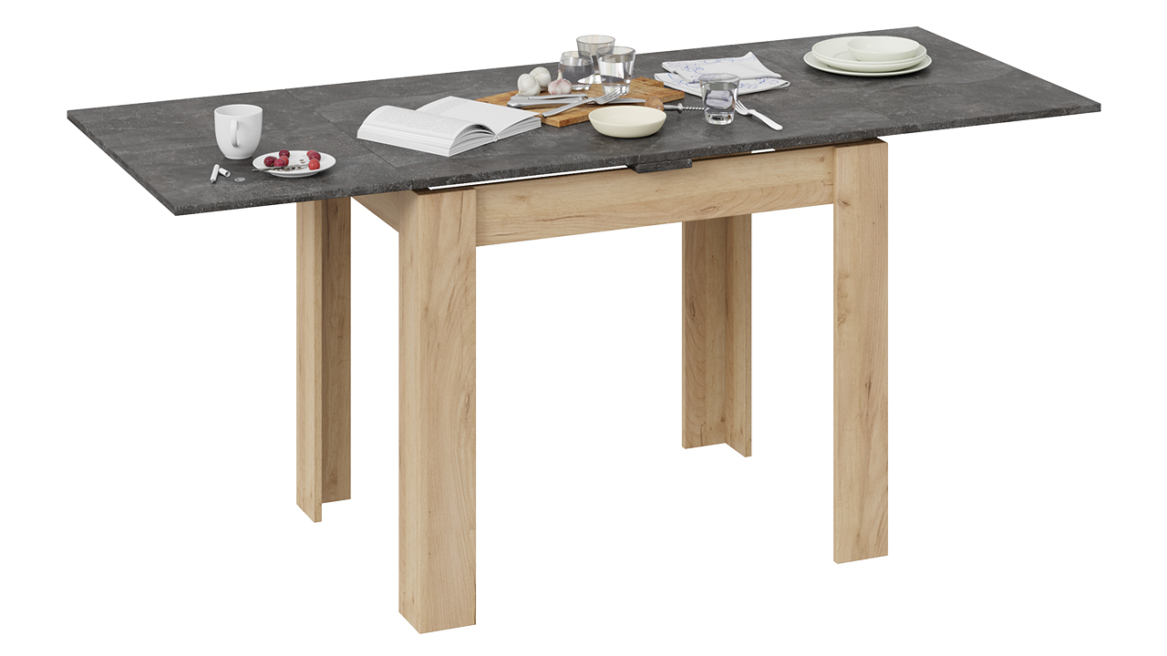 Промо тип 3 Стол раздвижной (Дуб Крафт золотой/Ателье темное)