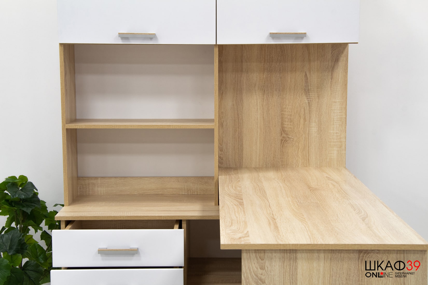 ПКС-11 Стол письменный Дуб Сонома/Белый глянец (правый)