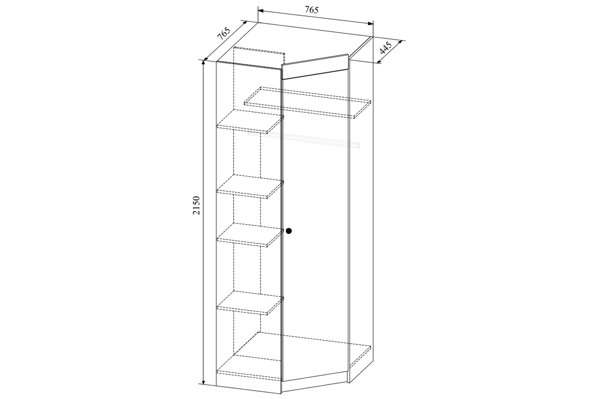 Сканди Шкаф Угловой Белый глянец/Дуб бунратти