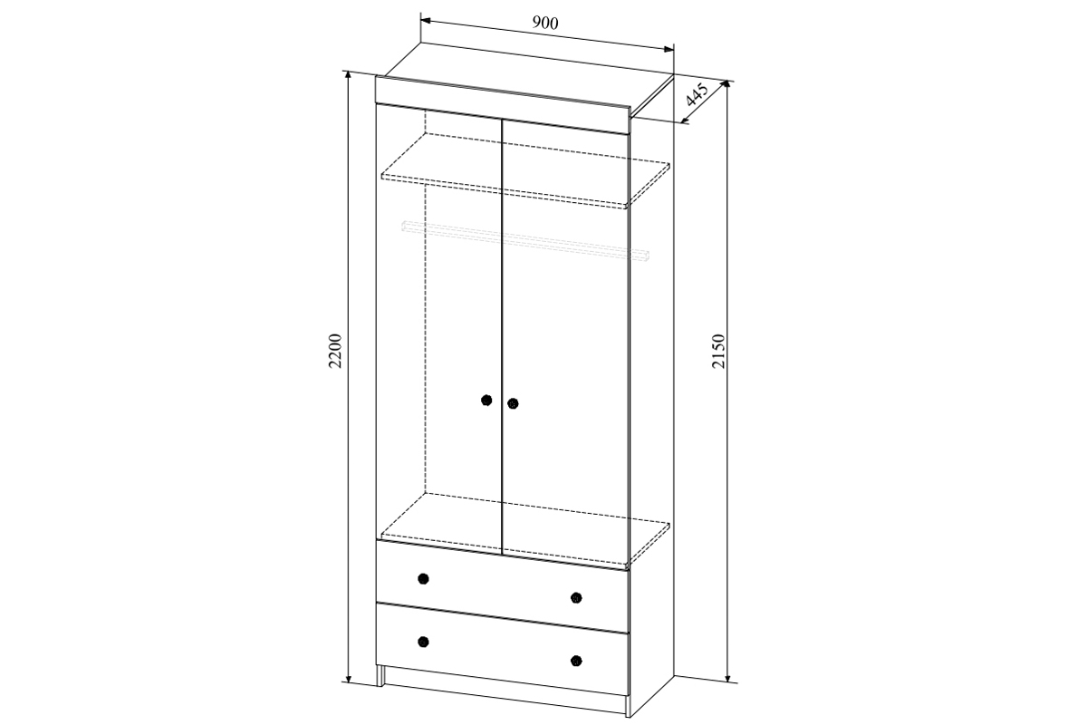 Сканди Шкаф 900 с ящиками