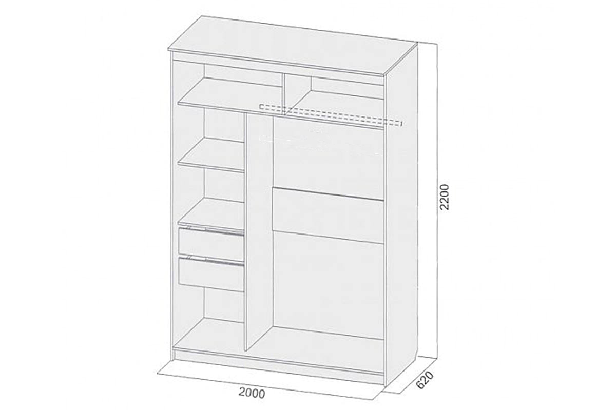 Шкаф-купе 2.0 м Анкор светлый Мир