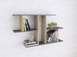 Полка навесная ПН-4, ясень анкор темный/дуб эндгрейн