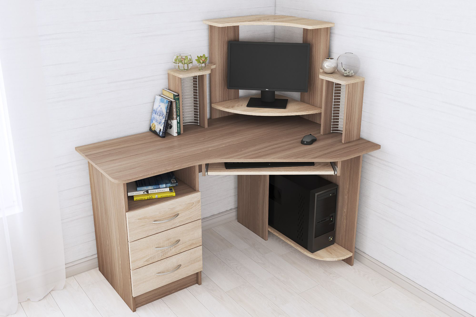 Стол компьютерный Грета-7, ясень шимо