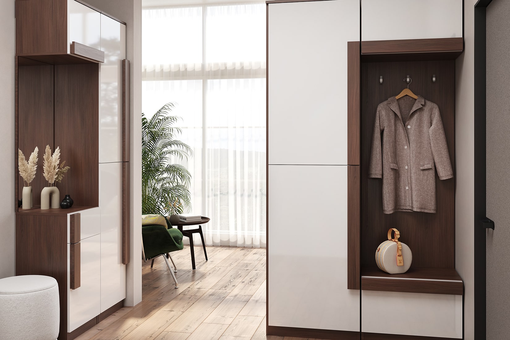 Далия прихожая модульная Амброзия/Белый глянец