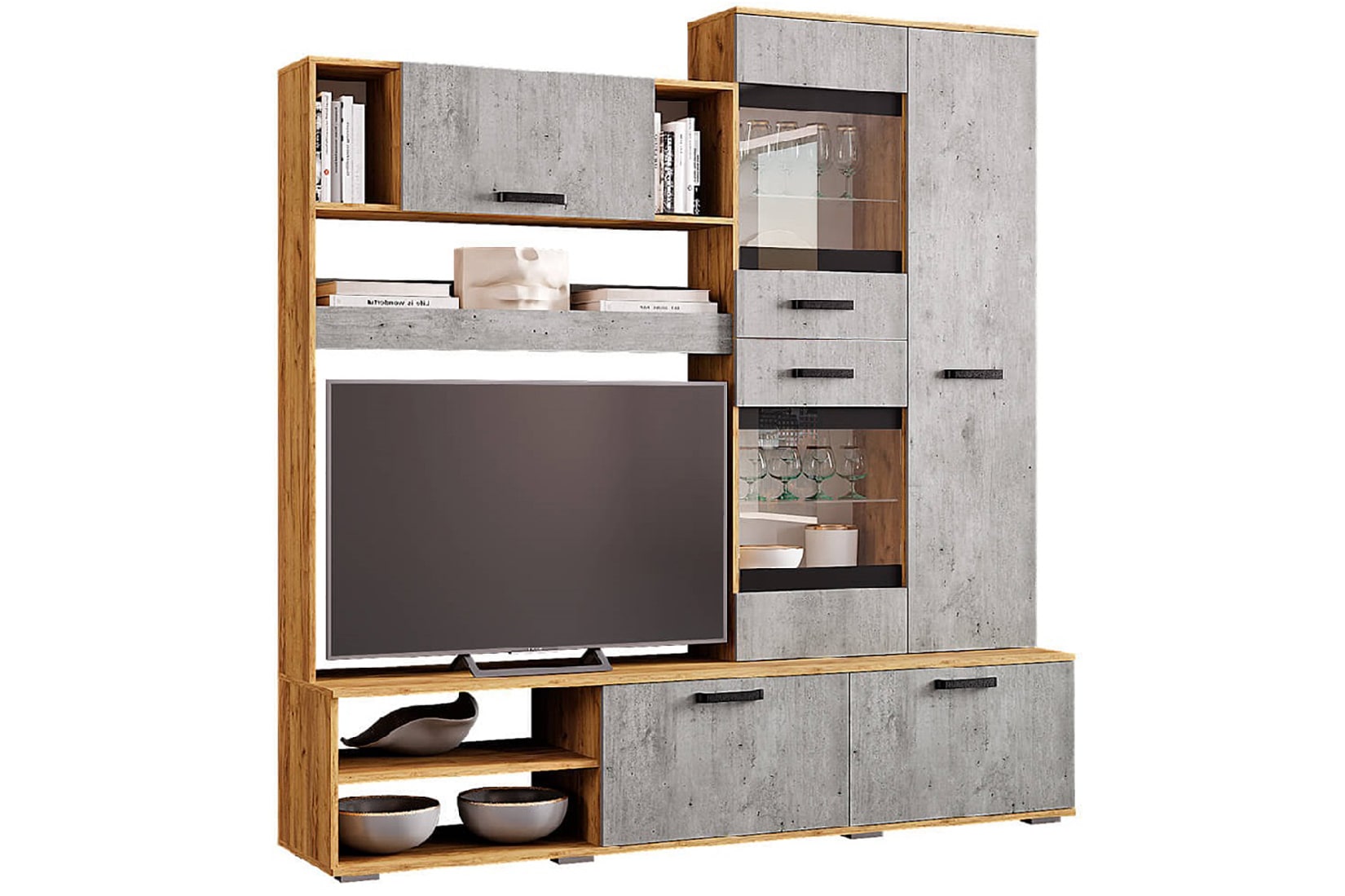 Трамп гостиная модульная Крафт/Метрополитан грей