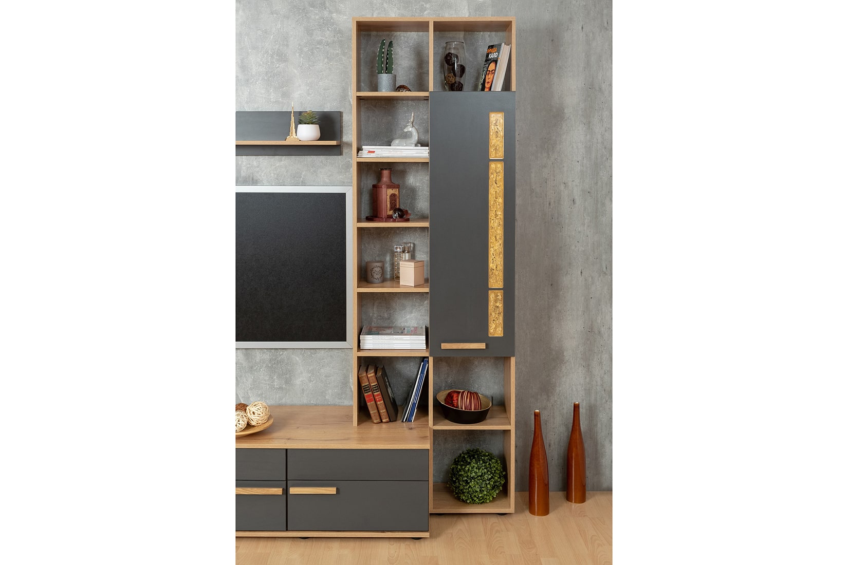 Crown гостиная модульная Дуб золотистый/Графит